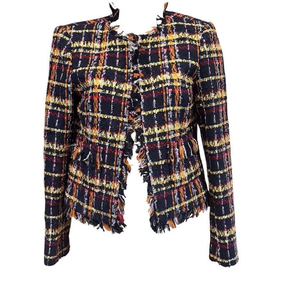 L’Agence Angelina Tweed Jacket in Black Multi Tweed NWT Size 0 - Picture 7 of 11